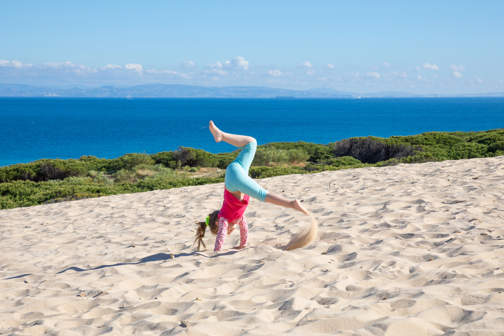 Girl doing a somersault